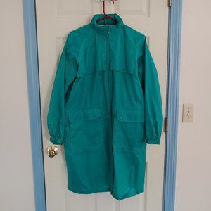 LL Bean Women’s Hooded Green Convertible Rain Coat/Jacket Size M Very Good Cond
